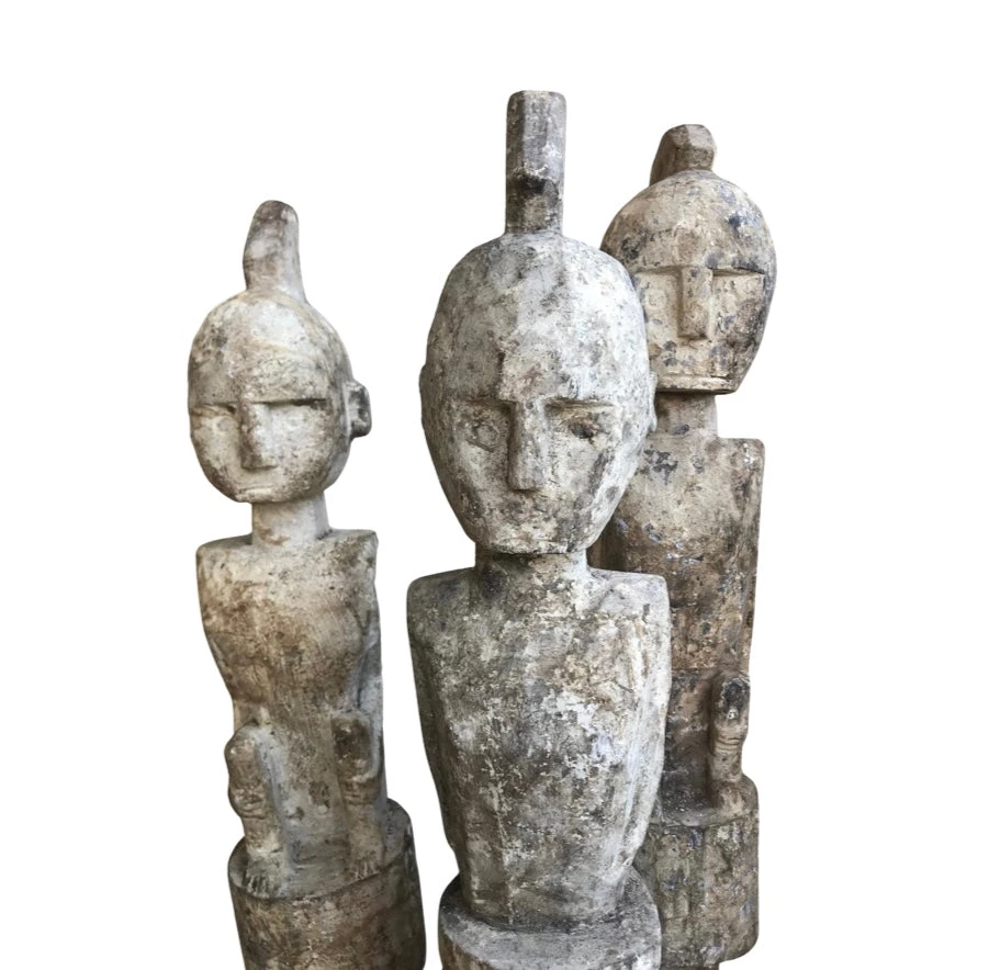 Rustic White & Wood Tribal Treasures Tribal Warrior Men - Old Antique White 4 Rustic White & Wood Tribal Treasures Tribal Warrior Men - Old Antique White