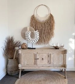 Rustic White & Wood Furniture Damchiya Console Table