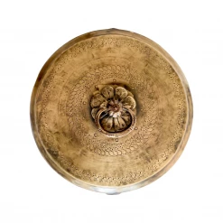 Rustic White & Wood Homewares Round Brass Trinket Box - Chest, Hand-Etched