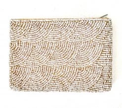 Rustic White & Wood Beaded Purse - Natural 11 Rustic White & Wood Beaded Purse - Natural