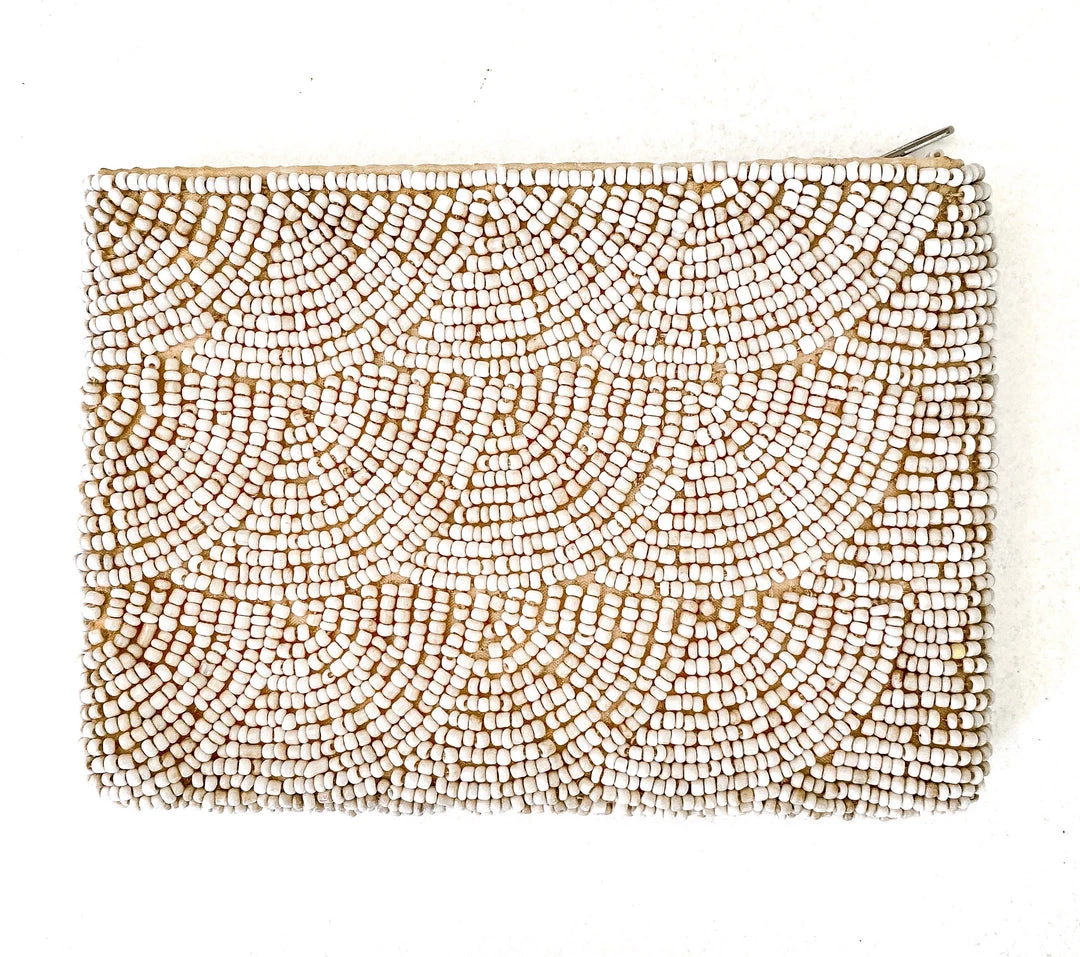 Rustic White & Wood Beaded Purse - Natural 6 Rustic White & Wood Beaded Purse - Natural