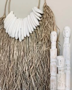 Rustic White & Wood Tribal Treasures Tribal Carved Wooden Warrior - White-washed