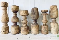 Rustic White & Wood Old Indian Leg Candle Holder - Large 9 Rustic White & Wood Old Indian Leg Candle Holder - Large