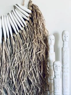 Rustic White & Wood Tribal Treasures Tribal Carved Wooden Warrior - White-washed