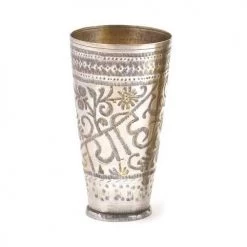 Rustic White & Wood Vintage Brass Lassi Cups
