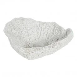 Rustic White & Wood White Coral Bowl - Polyresin Coastal Decor