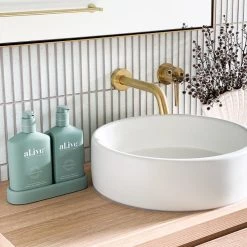 Rustic, White & Wood AL.IVE BODY WASH & LOTION DUO + TRAY - GREEN DUO